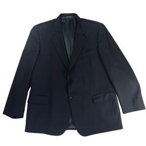 Saks Fifth Avenue Blazer Mens 48R Navy Wool Made in Italy Sport Coat Jacket EUC!
